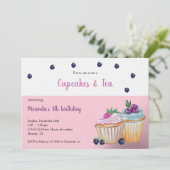 Cupcakes en thea Birthday Paty Kaart (Staand voorkant)