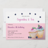 Cupcakes En Thee Verjaardagsfeestje Kaart (Voorkant)
