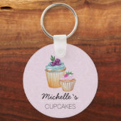 CupCakes En Vruchten Aquarel Sleutelhanger (Voorkant)