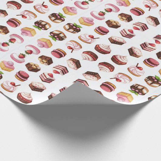 Cupcakes en zoete lekkernijen cadeaupapier (Hoek)