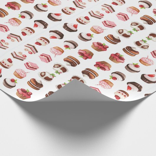 Cupcakes en zoete lekkernijen cadeaupapier (Hoek)