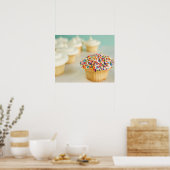 Cupcakes, focus op één voorkant met poster (Keuken)