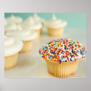 Cupcakes, focus op één voorkant met poster