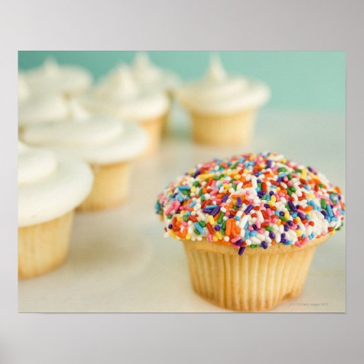 Cupcakes, focus op één voorkant met poster (Voorkant)