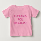 CUPCAKES FOR BREAKFAST Pink Baby Bodysuit (Voorkant)