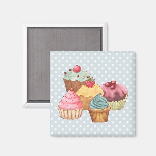 Cupcakes gebak magneet (Voorkant / Achterkant)
