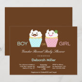 Cupcakes Gender onthullen Baby shower Kaart (Voorkant / Achterkant)