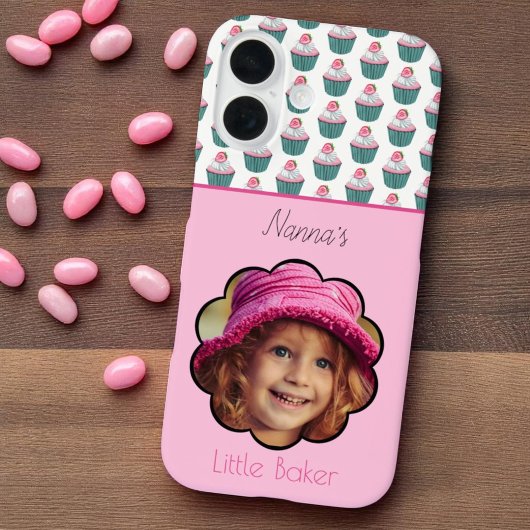 Cupcakes geschulpte aangepaste foto op roze Sjablo Case-Mate iPhone Case