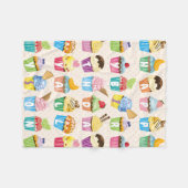 Cupcakes Happy Birthday Voeg Jouw naam Cute Goodie Fleece Deken (Voorkant (Horizontaal))