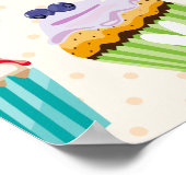 Cupcakes Happy Birthday Voeg Jouw naam Cute Goodie Poster (Hoek)