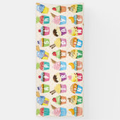 Cupcakes Happy Birthday Voeg Jouw naam Cute Goodie Spandoek (Verticaal)