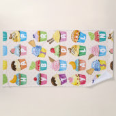 Cupcakes Happy Birthday Voeg Jouw naam Cute Goodie Strandlaken (Voorkant)