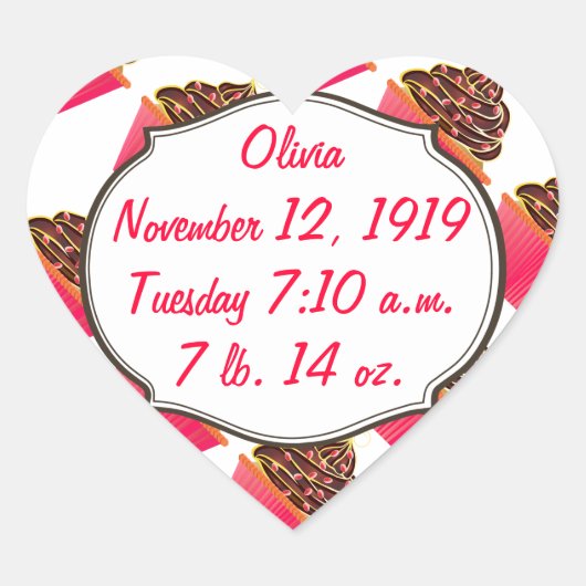 Cupcakes Hart Sticker (Voorkant)