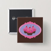 Cupcakes in een Lijst Vierkante Button 5,1 Cm (Voorkant /achterkant)