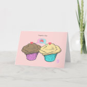 Cupcakes in Love ChocoCustardPinkBlue Valentijn Kaart (Voorkant)