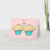 Cupcakes in Love Custard CustardBlueBlue Valentijn Kaart (Voorkant)