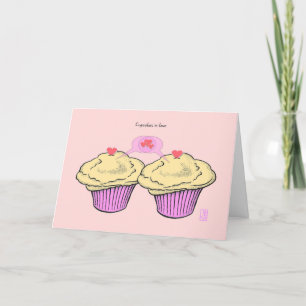 Cupcakes in Love Custard CustardPinkRoze Valentijn Kaart