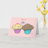 Cupcakes in Love CustardChocoPinkBlue-Valentijn Kaart (Gele Bloem)