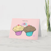 Cupcakes in Love CustardChocoPinkBlue-Valentijn Kaart (Voorkant)