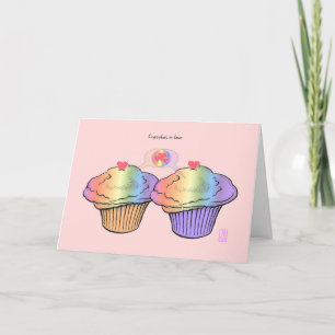 Cupcakes in Love Rainbow Rainbow Valentijn Kaart