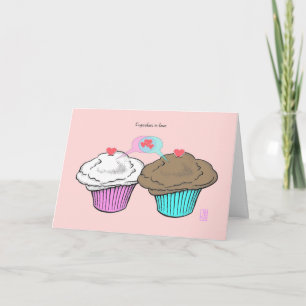 Cupcakes in Love VanillaChocoPinkBlue-Valentijn Kaart