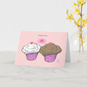 Cupcakes in Love VanillaChocoPinkRoze Valentijn Kaart (Gele Bloem)