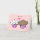 Cupcakes in Love VanillaChocoPinkRoze Valentijn Kaart (Voorkant)