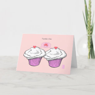 Cupcakes in Love VanillaVanillaPinkRoze Valentijn Kaart