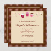 Cupcakes in roze, bruin en crème kaart (Voorkant / Achterkant)