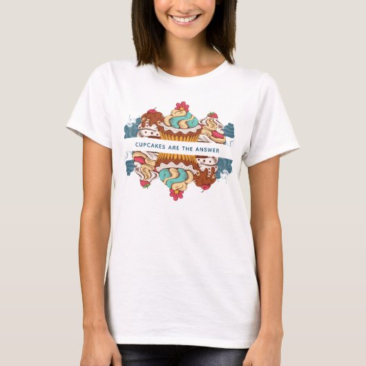 Cupcakes is het Gezegde Antwoord Funny T-shirt (Voorkant)