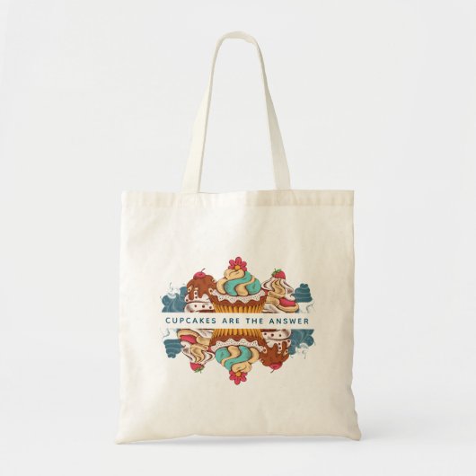 Cupcakes is het Gezegde Antwoord Funny Tote Bag (Voorkant)