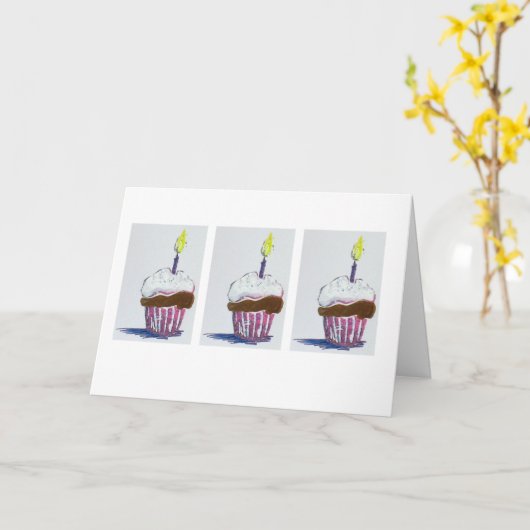 Cupcakes Kaart (Gele Bloem)