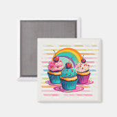 Cupcakes, Kersen en Regenbogen Magneet (Voorkant / Achterkant)