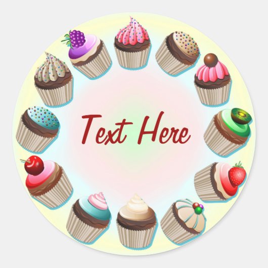 Cupcakes Kleurrijke Circle Sticker (Voorkant)