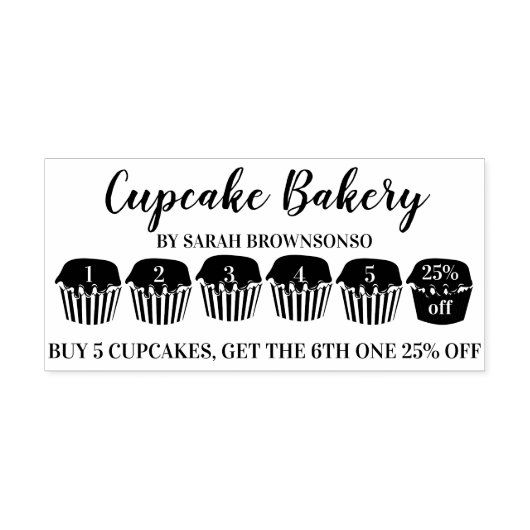 Cupcakes Koop Vijf Krijg Eén Korting Bakkerij Loya Zelfinktende Stempel (Design)