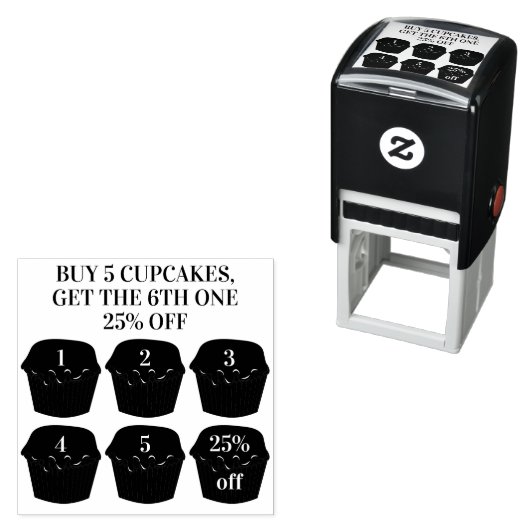 Cupcakes kopen vijf kopen een Puntje Bakery Loyalt Zelfinktende Stempel (In situ)