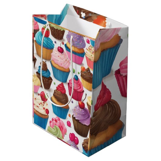 Cupcakes kunstwerk medium cadeauzakje (Achterkant Gekanteld)