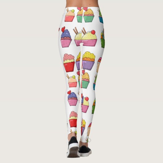 Cupcakes Leuk design l Mode kleurrijk Wit Leggings (Achterkant)