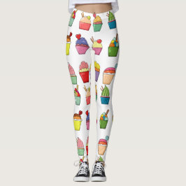 Cupcakes Leuk design l Mode kleurrijk Wit Leggings