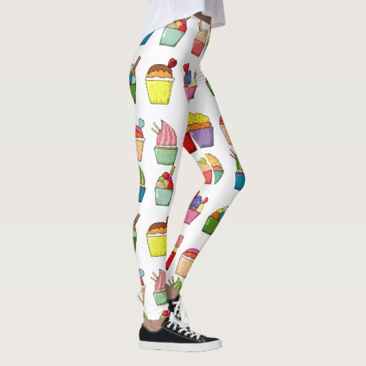Cupcakes Leuk design l Mode kleurrijk Wit Leggings (Rechts)