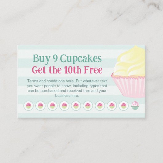 Cupcakes Loyalty Stamp of Punch Kaart - Koop 9 Kri (Voorkant)