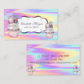 Cupcakes Macaron Bakery Colorful Holographic Visitekaartje (Voorkant / Achterkant)