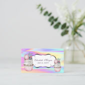 Cupcakes Macaron Bakery Colorful Holographic Visitekaartje (Staand voorkant)