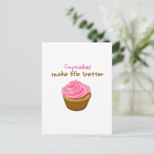 Cupcakes maken het leven beter briefkaart (Staand voorkant)