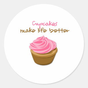 Cupcakes maken het leven beter ronde sticker