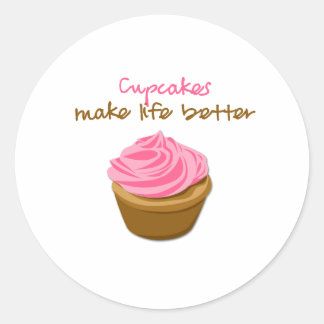Cupcakes maken het leven beter ronde sticker