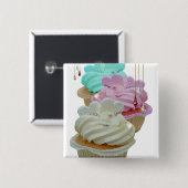 Cupcakes met Bling. Vierkante Button 5,1 Cm (Voorkant /achterkant)