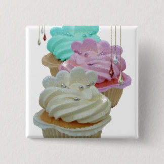 Cupcakes met Bling. Vierkante Button 5,1 Cm