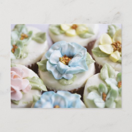 cupcakes met bloemijsjes briefkaart (Voorkant)