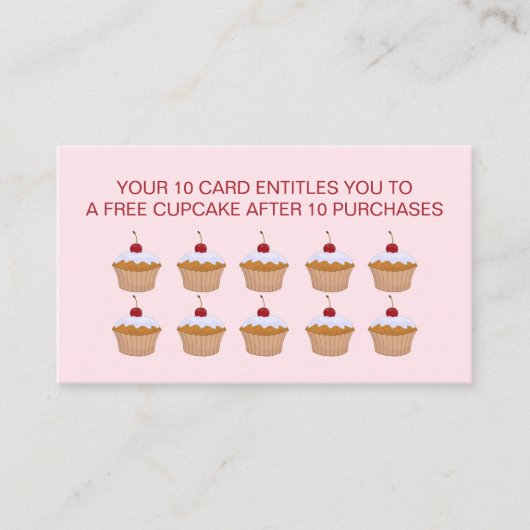 Cupcakes met Cherry op top-free cupcake Klantenkaartje (Voorkant)